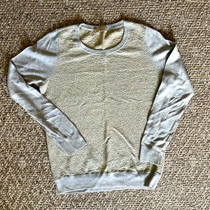 LOFT Heather Gray and Gold Knit Crewneck Sweater - Size L
